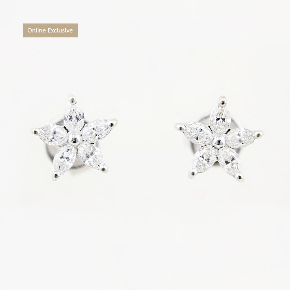 0.50ct Marquise Diamond Flower Stud Earrings