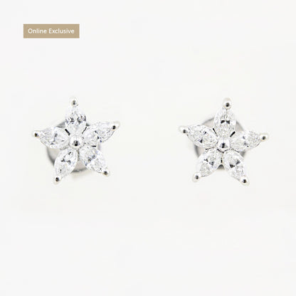 0.50ct Marquise Diamond Flower Stud Earrings