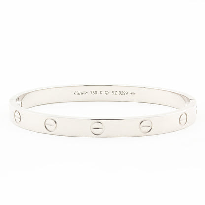 Cartier White Gold Classic Love Bracelet - Size 17