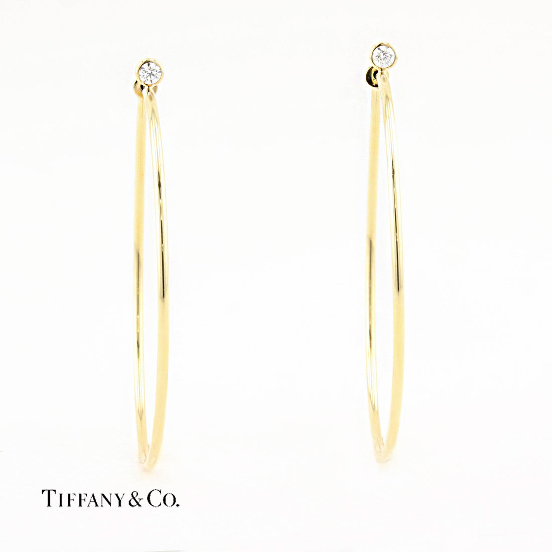 Tiffany Elsa Peretti Yellow Gold Diamond Hoop Earrings