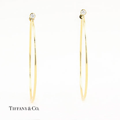Tiffany Elsa Peretti Yellow Gold Diamond Hoop Earrings