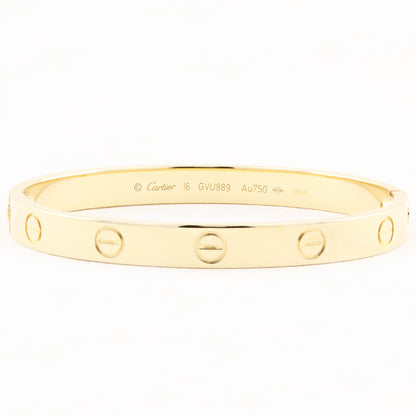 Cartier Classic Yellow Gold Love Bracelet - Size 16