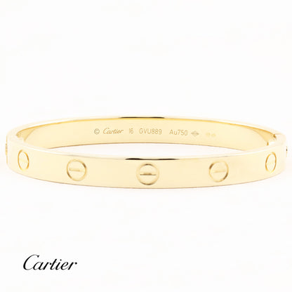 Cartier Classic Yellow Gold Love Bracelet - Size 16