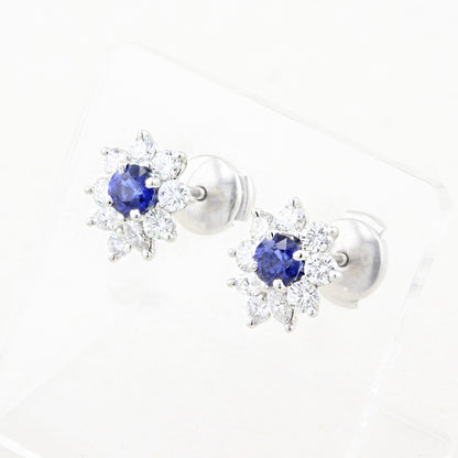 Tiffany Sapphire and Diamond Cluster Stud Earrings