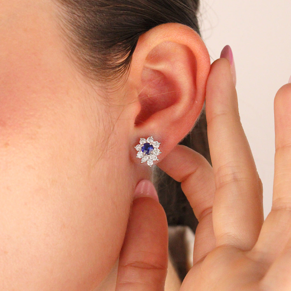 Tiffany Sapphire and Diamond Cluster Stud Earrings