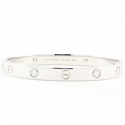 Cartier White Gold Diamond Love Bracelet - Size 17