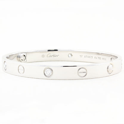 Cartier White Gold Diamond Love Bracelet - Size 17