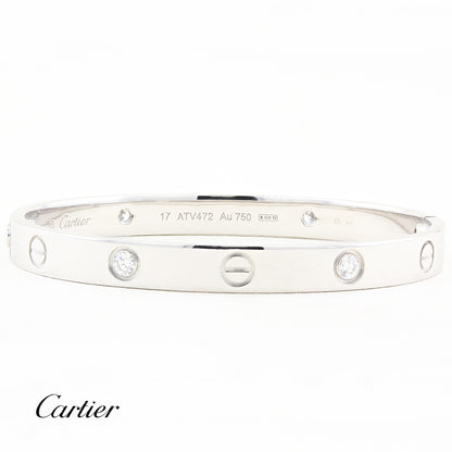 Cartier White Gold Diamond Love Bracelet - Size 17