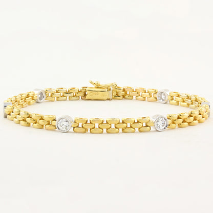 Yellow Gold and Diamond Chain Bracelet