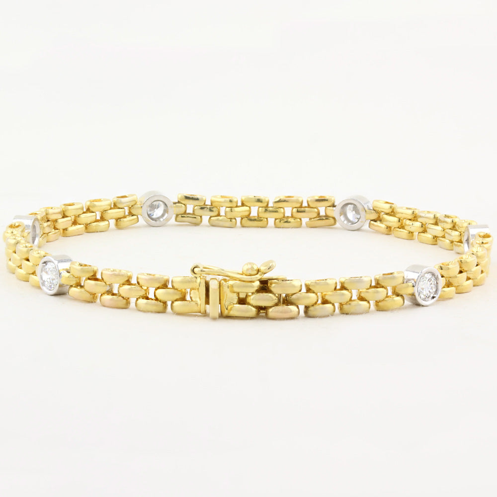 Yellow Gold and Diamond Chain Bracelet