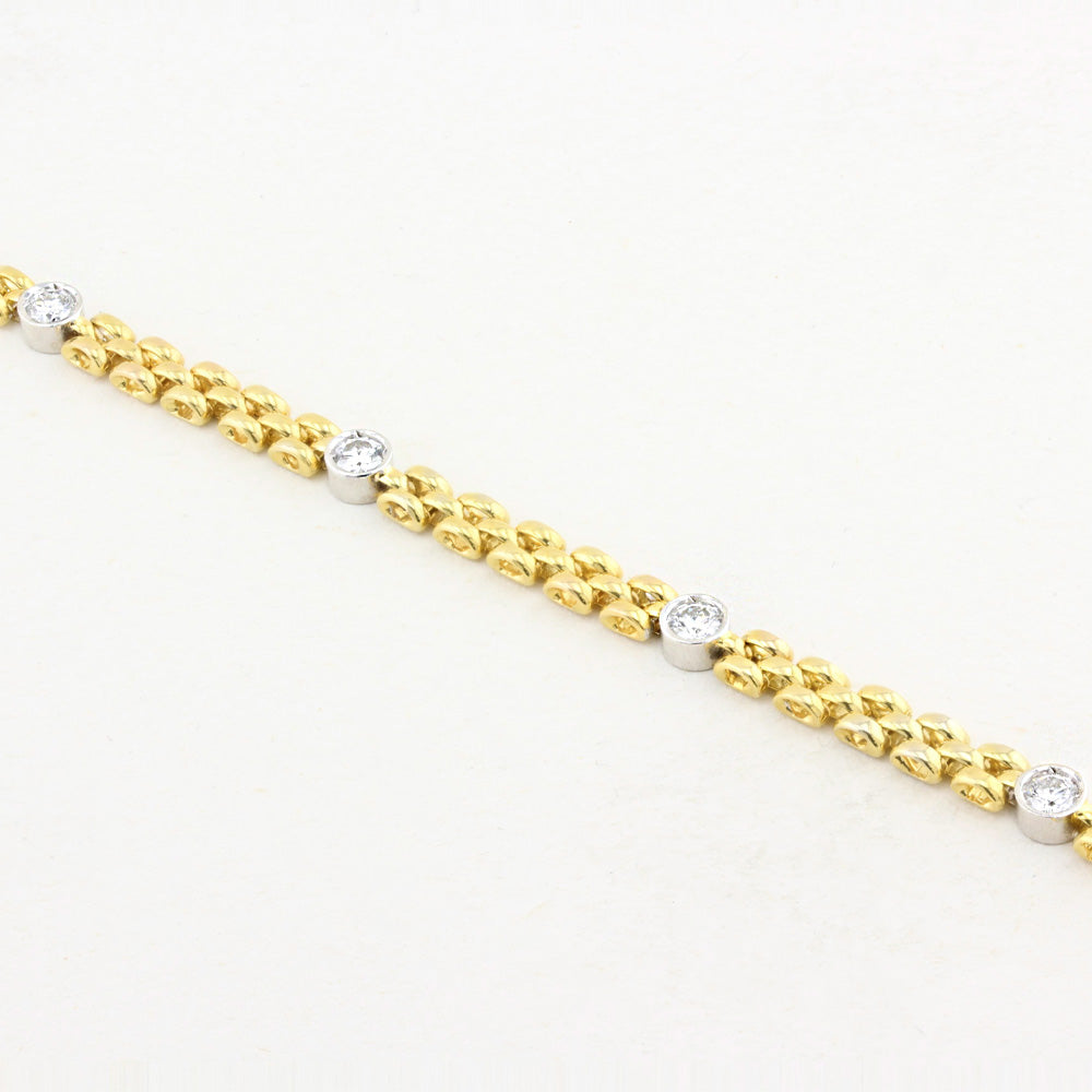 Yellow Gold and Diamond Chain Bracelet