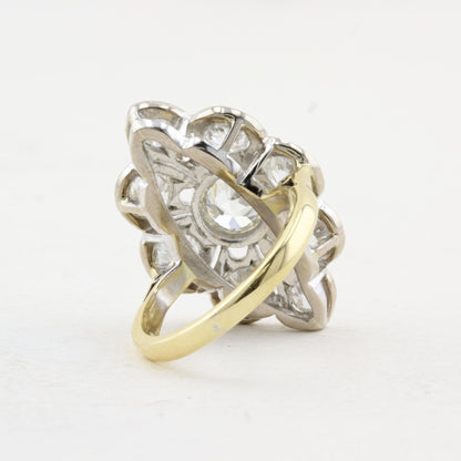 Vintage Old Cut Diamond Cluster Panel Ring