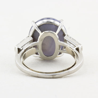 Vintage Star Sapphire and Diamond Ring