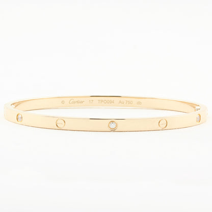 Cartier SM Rose Gold Diamond Love Bracelet - Size 17
