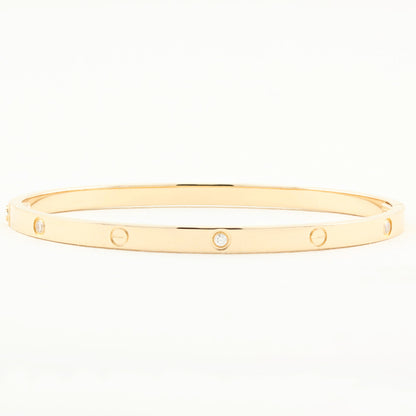 Cartier SM Rose Gold Diamond Love Bracelet - Size 17