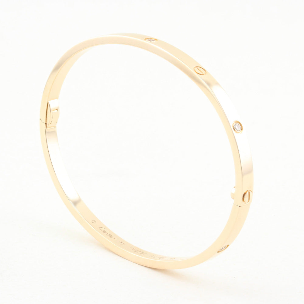 Cartier SM Rose Gold Diamond Love Bracelet - Size 17