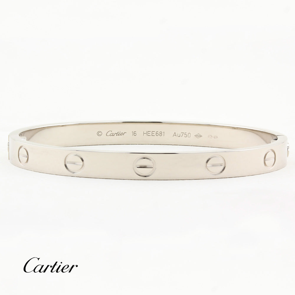Cartier Classic White Gold Love Bracelet - Size 16
