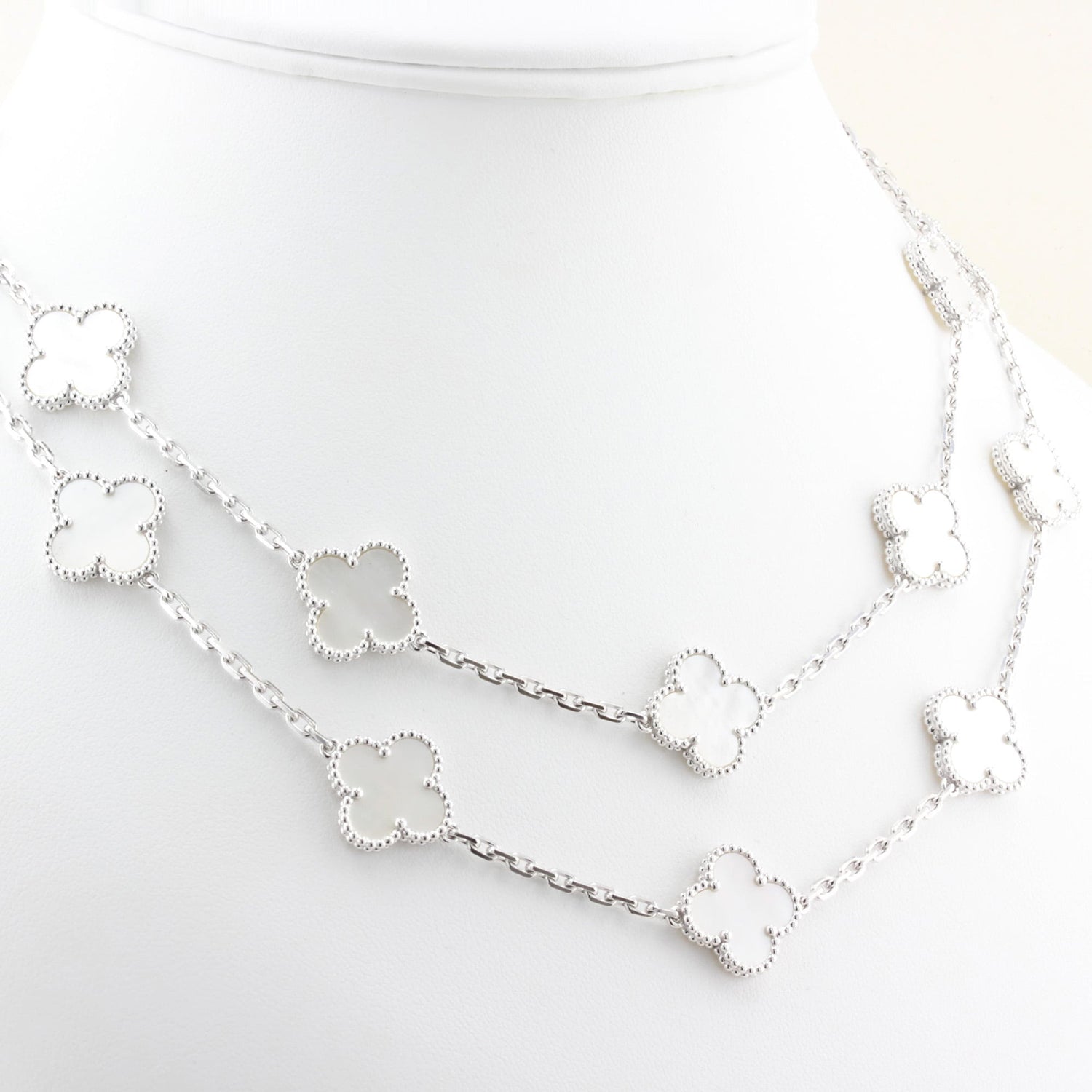 Van Cleef &amp; Arpels Mother of Pearl 20 Motif Alhambra Necklace