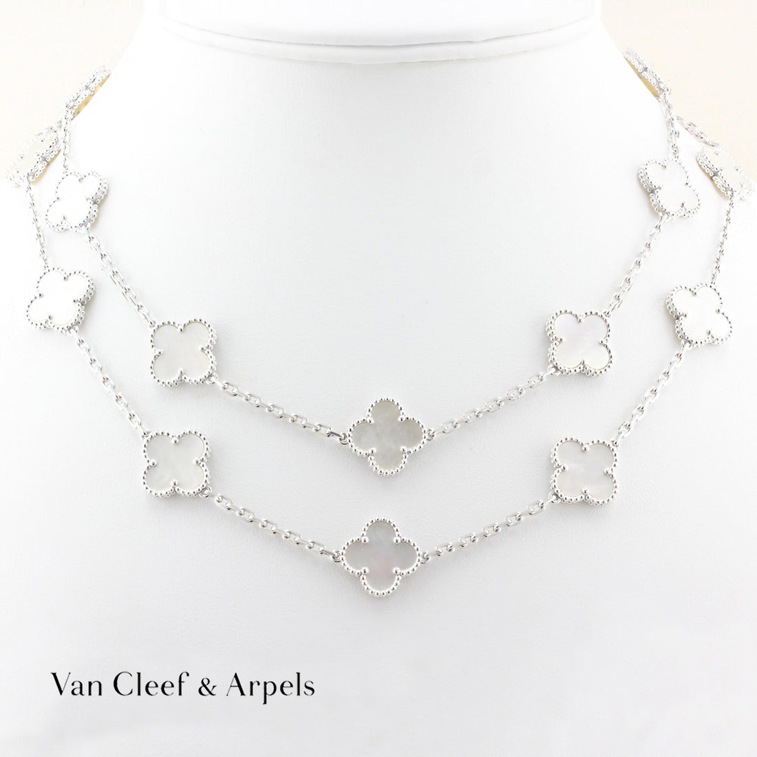 Van Cleef &amp; Arpels Mother of Pearl 20 Motif Alhambra Necklace