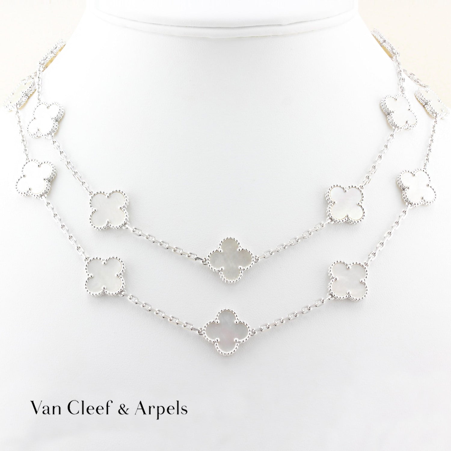 Van Cleef &amp; Arpels Mother of Pearl 20 Motif Alhambra Necklace