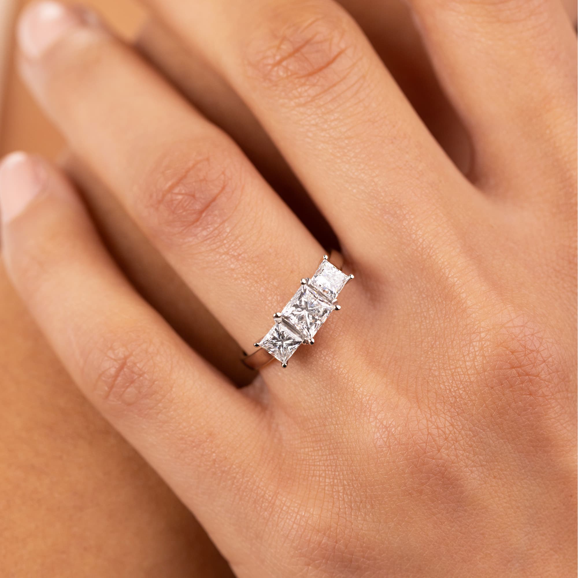 Princess Cut Diamond Three Stone Ring