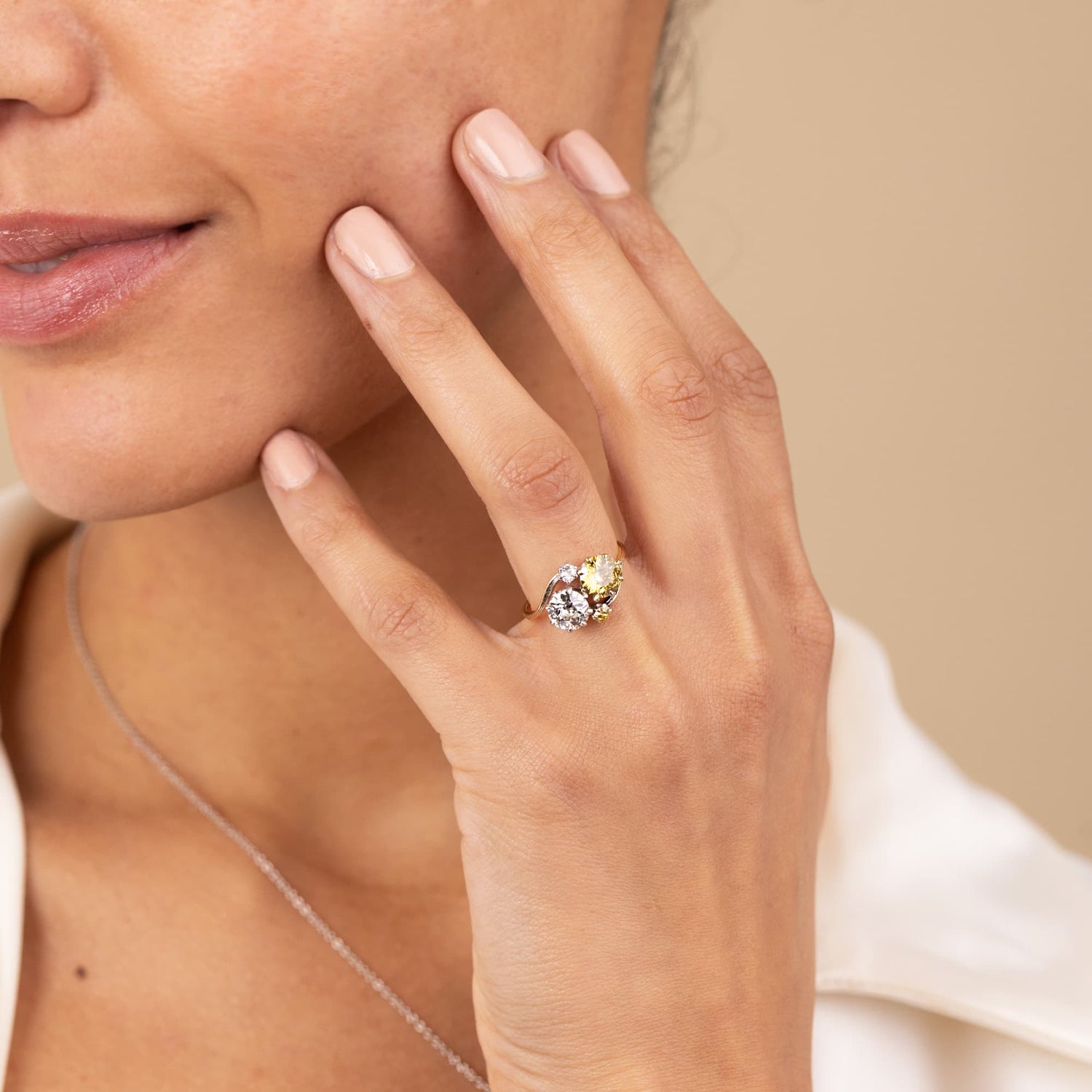 Antique Yellow and White Diamond Ring