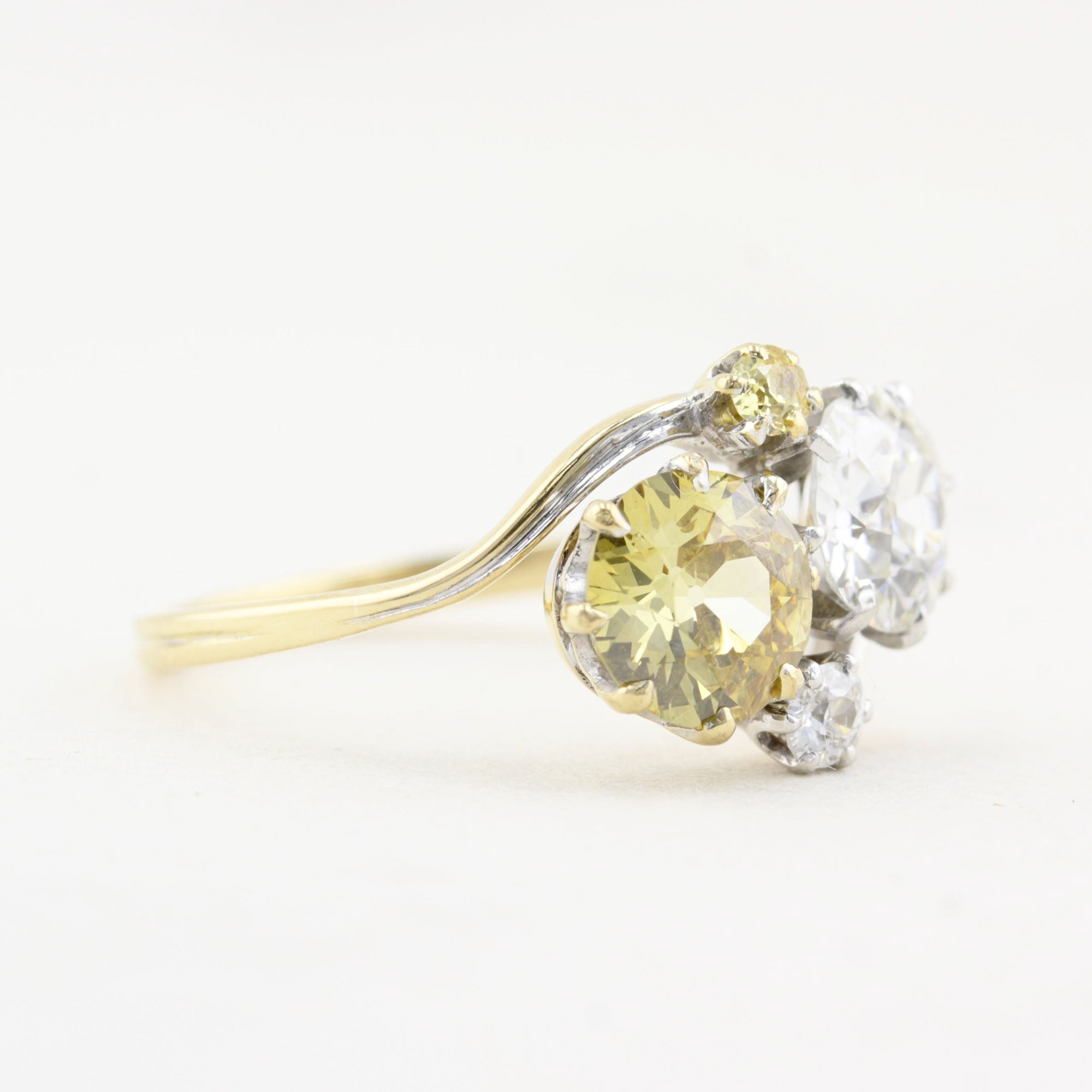 Antique Yellow and White Diamond Ring