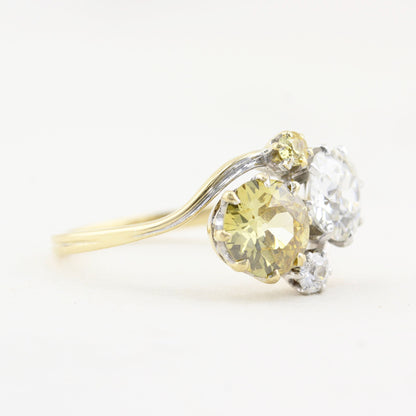 Antique Yellow and White Diamond Ring