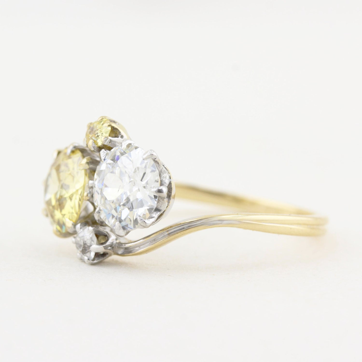 Antique Yellow and White Diamond Ring