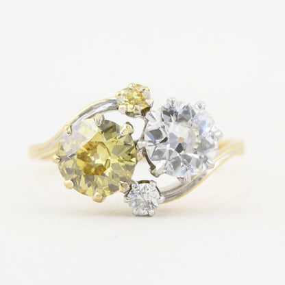 Antique Yellow and White Diamond Ring