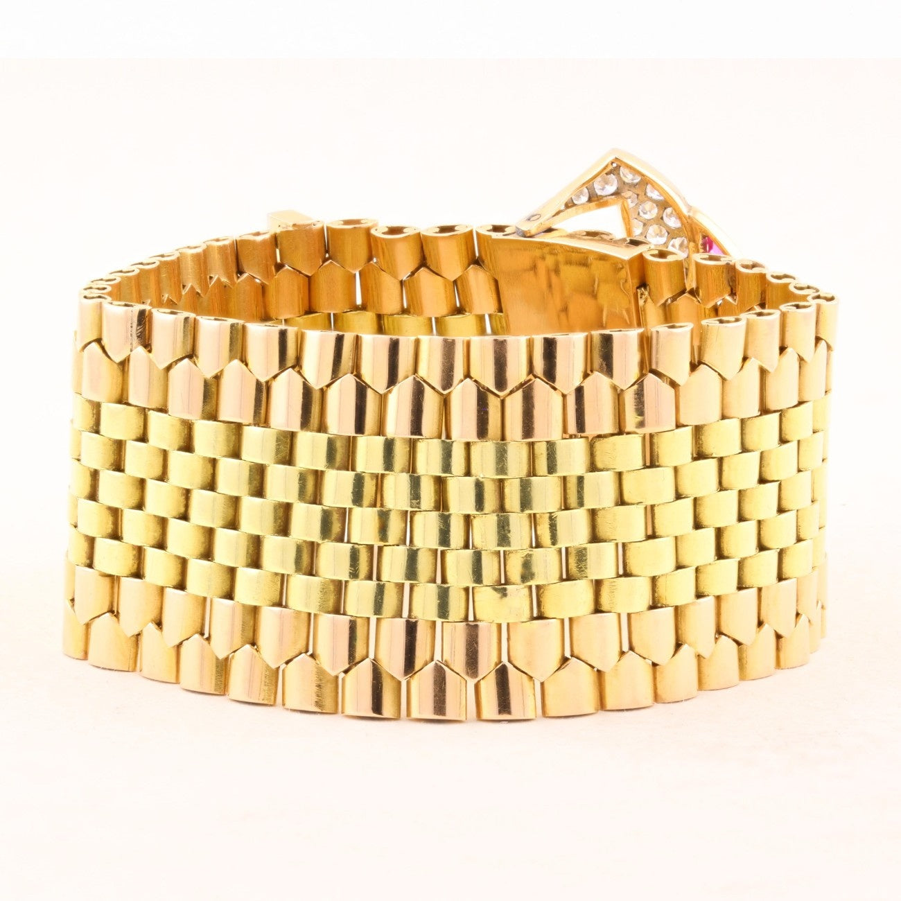 Tiffany &amp; Co. Diamond and Ruby 18ct Gold Belt Buckle Bracelet