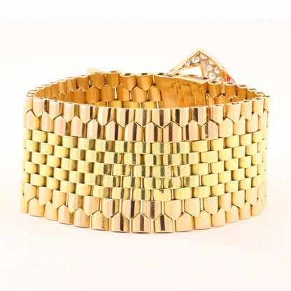 Tiffany &amp; Co Diamond and Ruby 18ct Gold Belt Buckle Bracelet