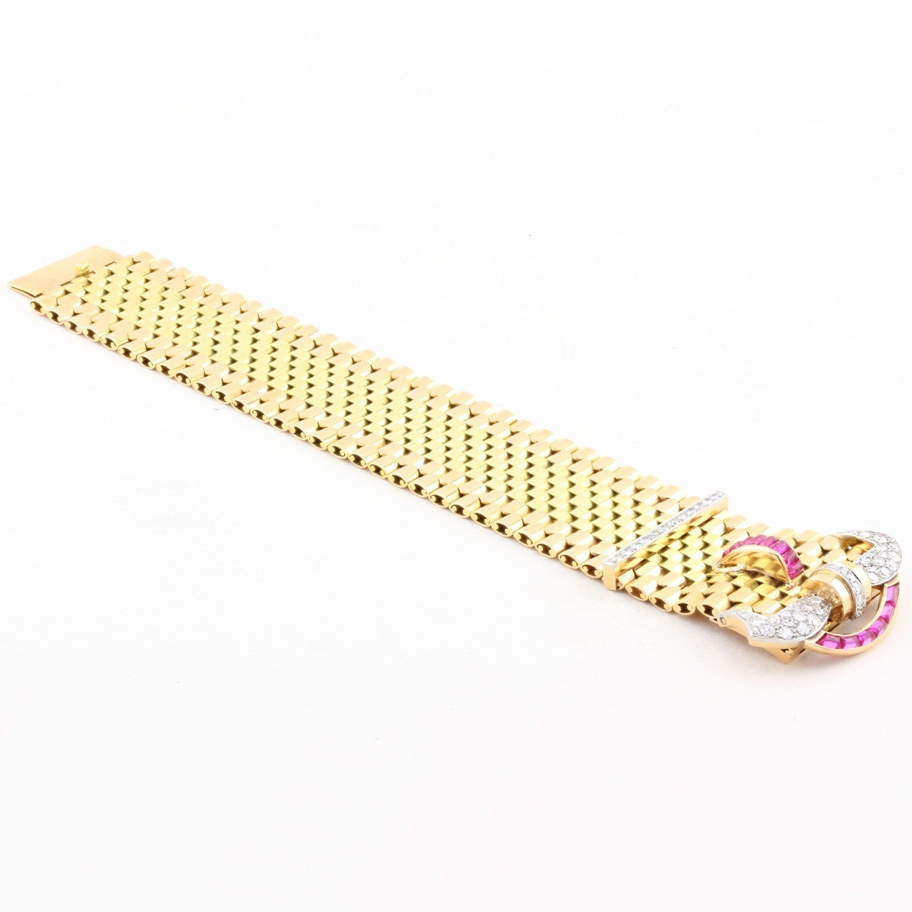 Tiffany &amp; Co. Diamond and Ruby 18ct Gold Belt Buckle Bracelet