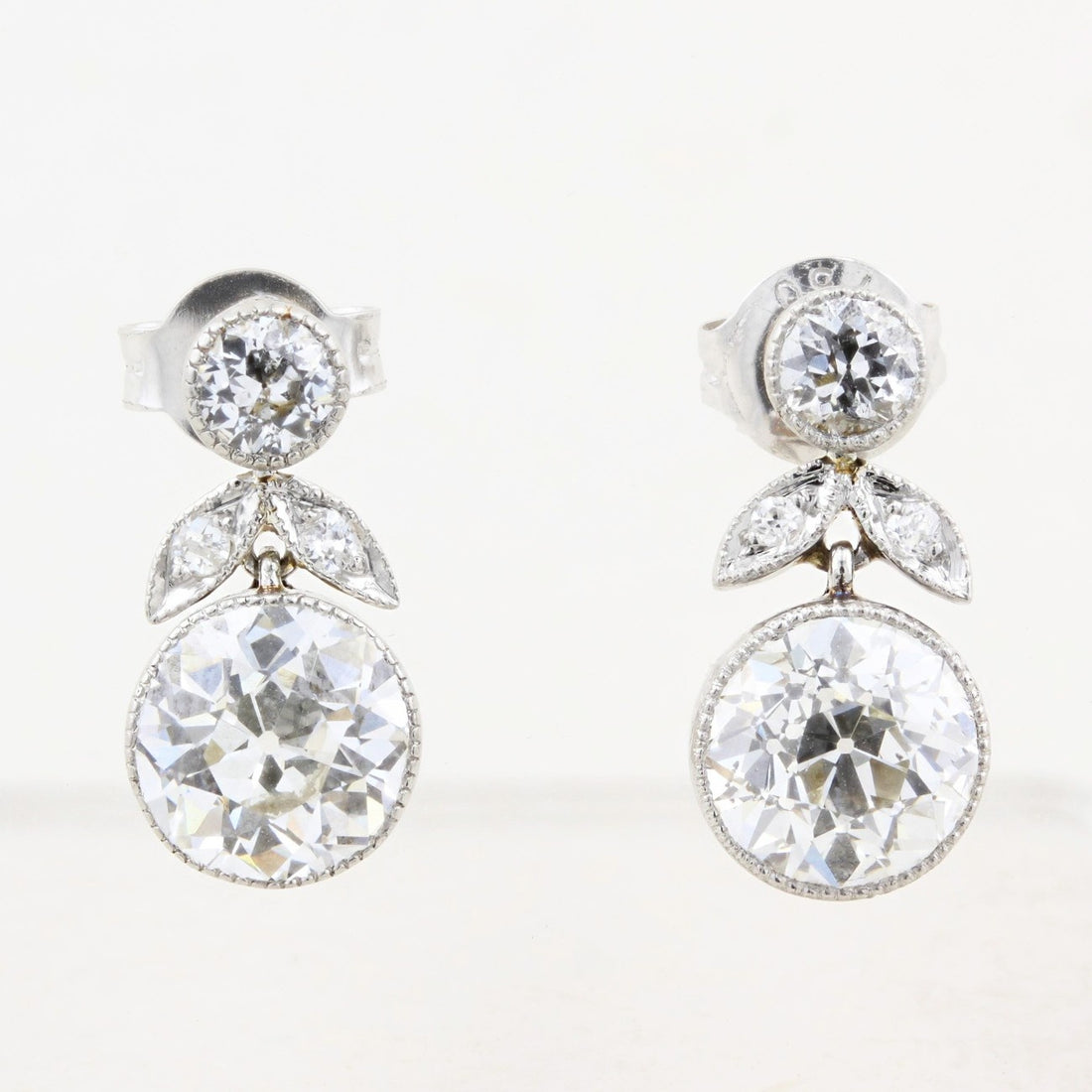 Antique 3.47ct Old Cut Diamond Drop Earrings