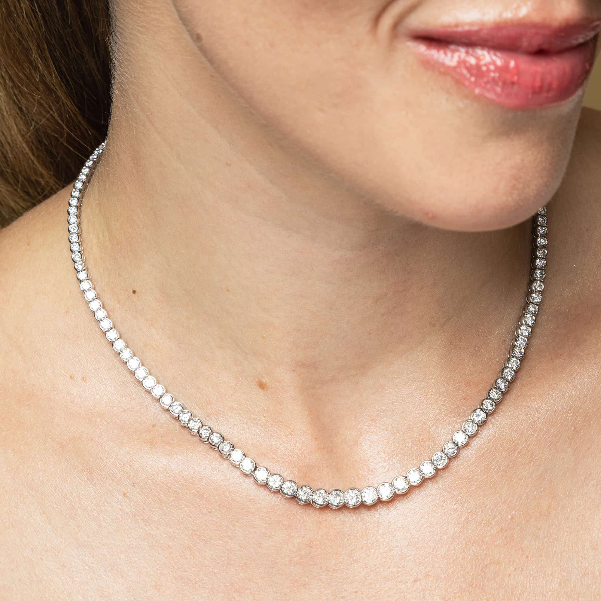 13.50ct Diamond Rubover Tennis Necklace