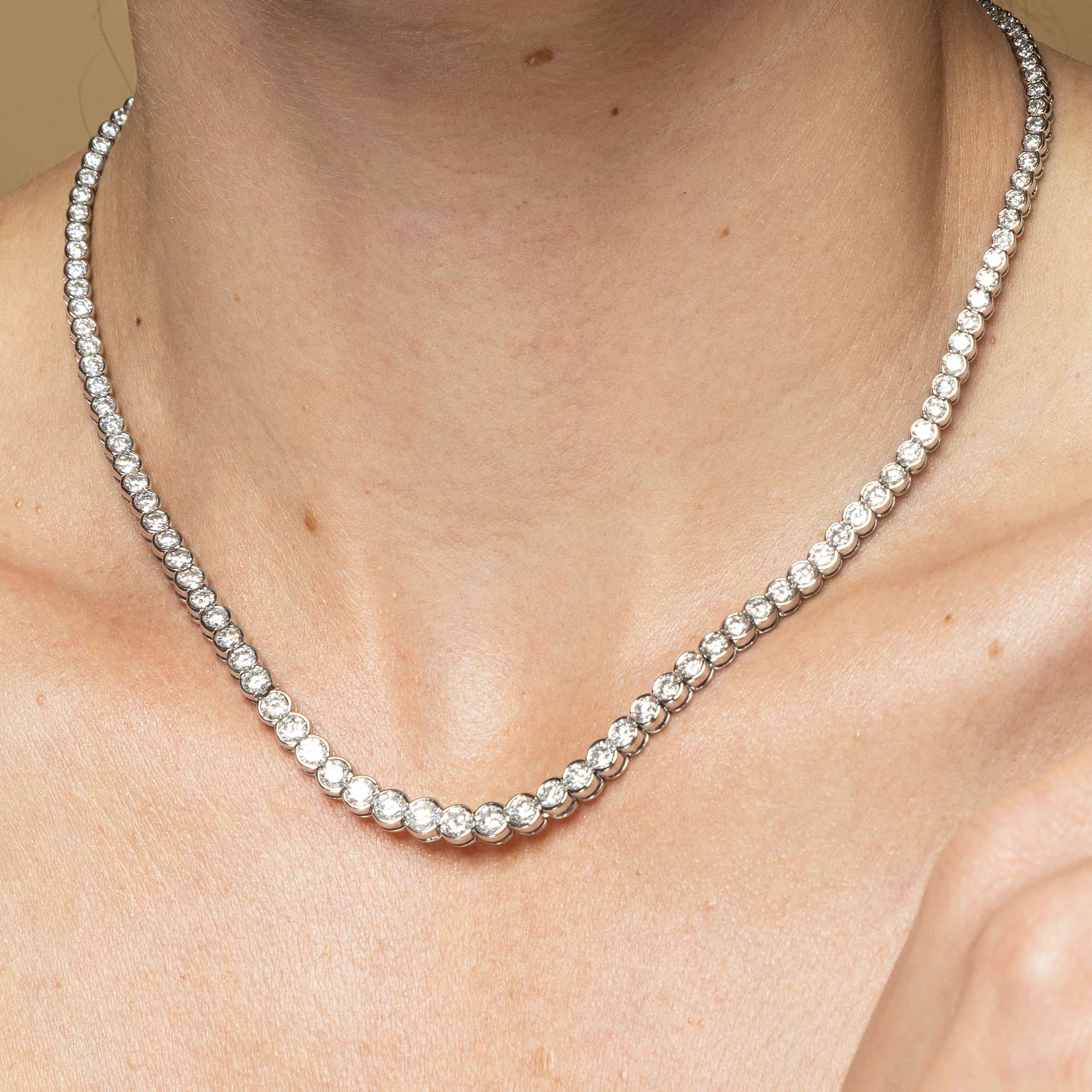 13.50ct Diamond Rubover Tennis Necklace