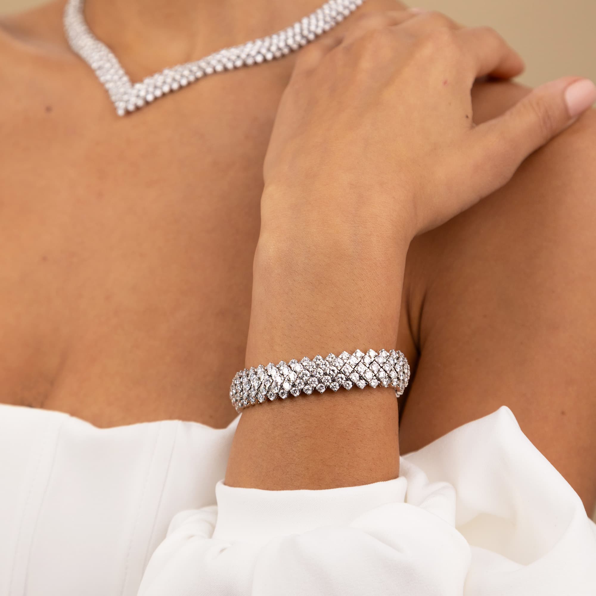 25.00ct Five Row Diamond Bracelet