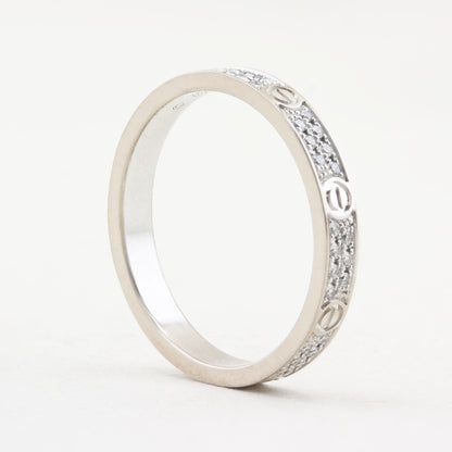 Cartier White Gold Mini Model Pave Love Ring - Size 49