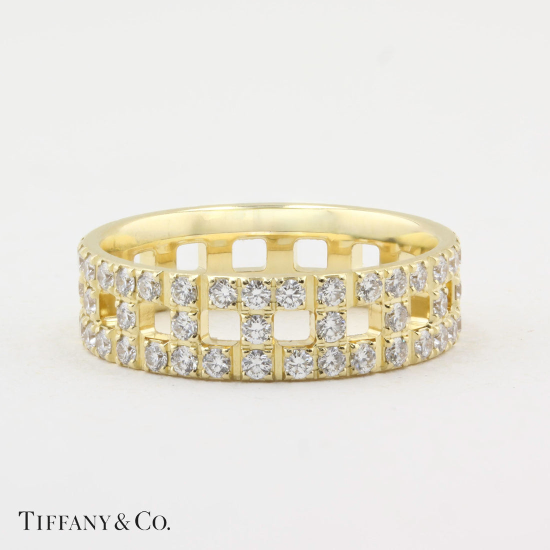 Tiffany &amp; Co T True Wide Ring with Pave Diamonds
