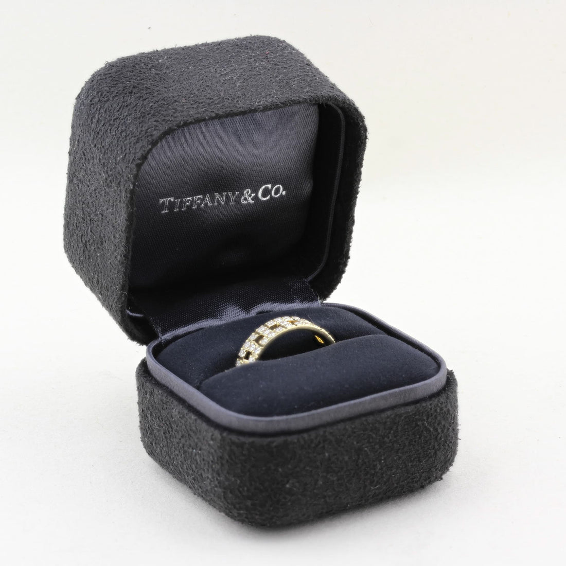 Tiffany &amp; Co T True Wide Ring with Pave Diamonds