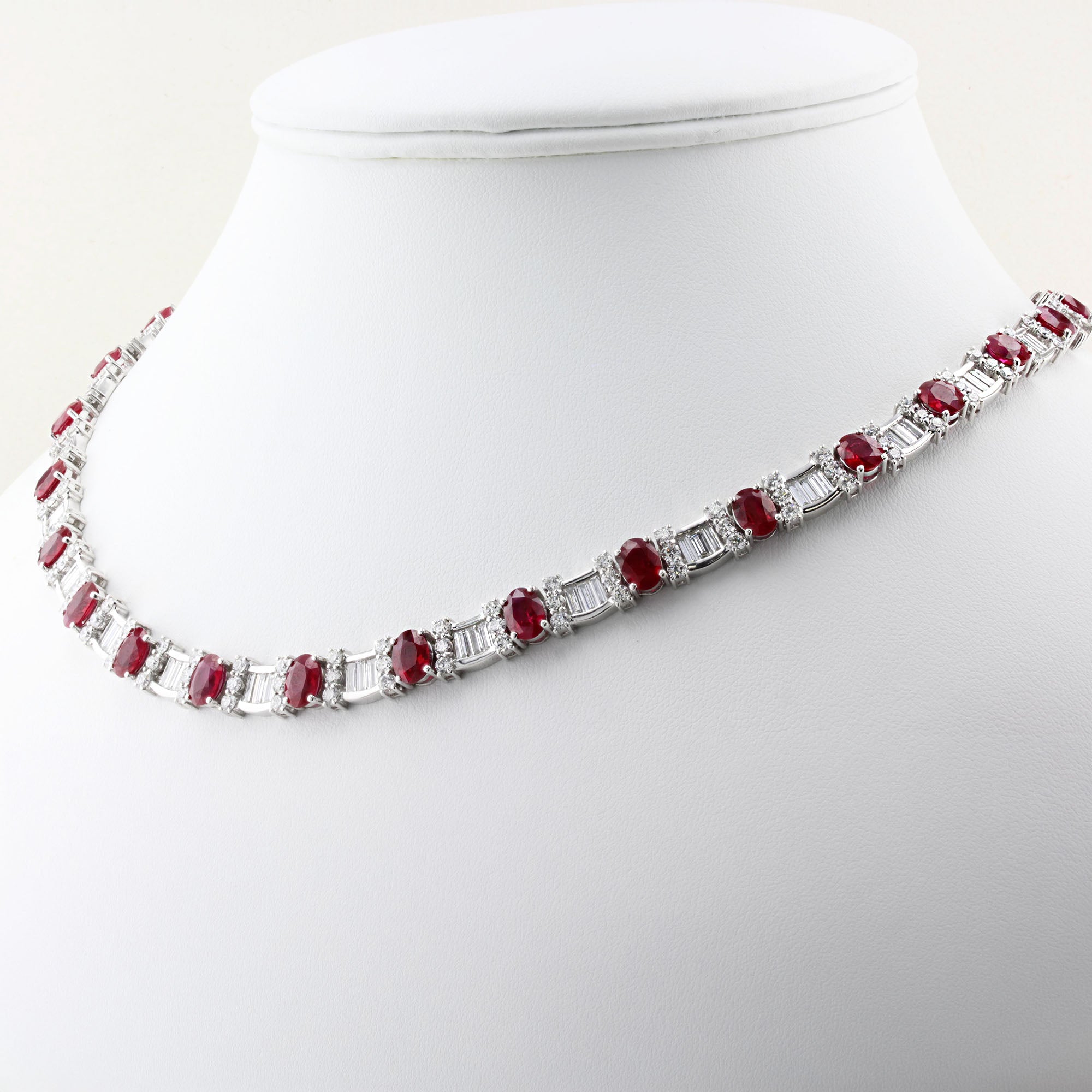 Vintage Rare Certified Burma Ruby &amp; Diamond Collar Necklace