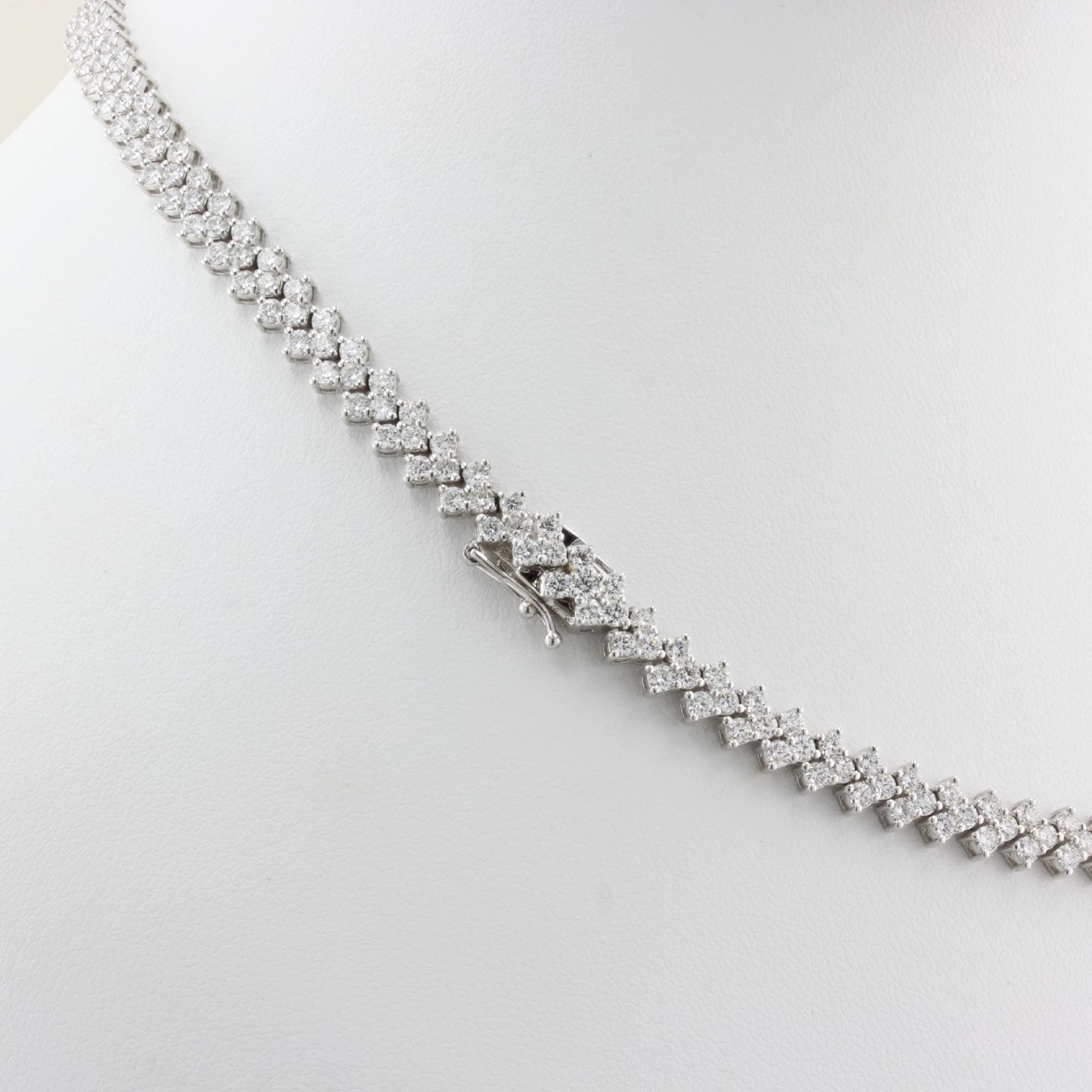 White Gold Three Row Tennis Necklace