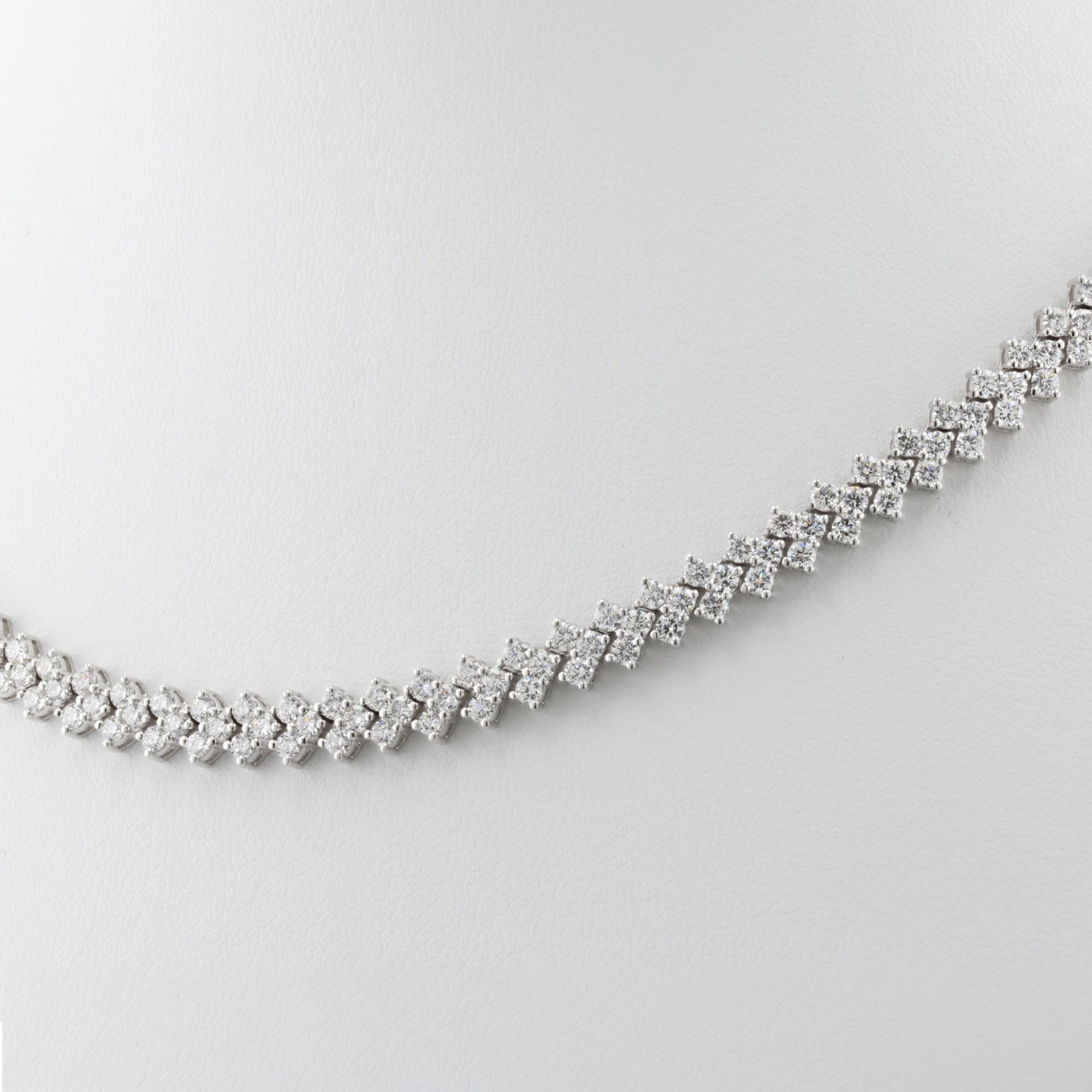 White Gold Three Row Tennis Necklace