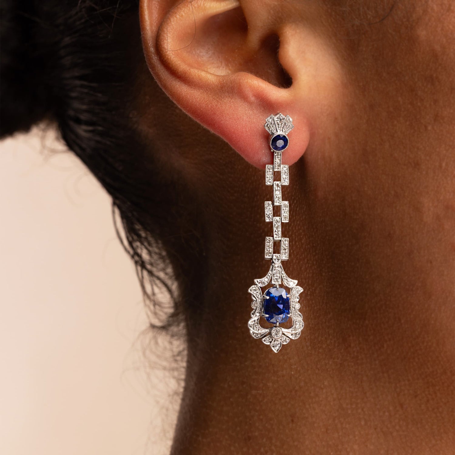 Rare Antique Natural Sapphire Drop Earrings c.1930s