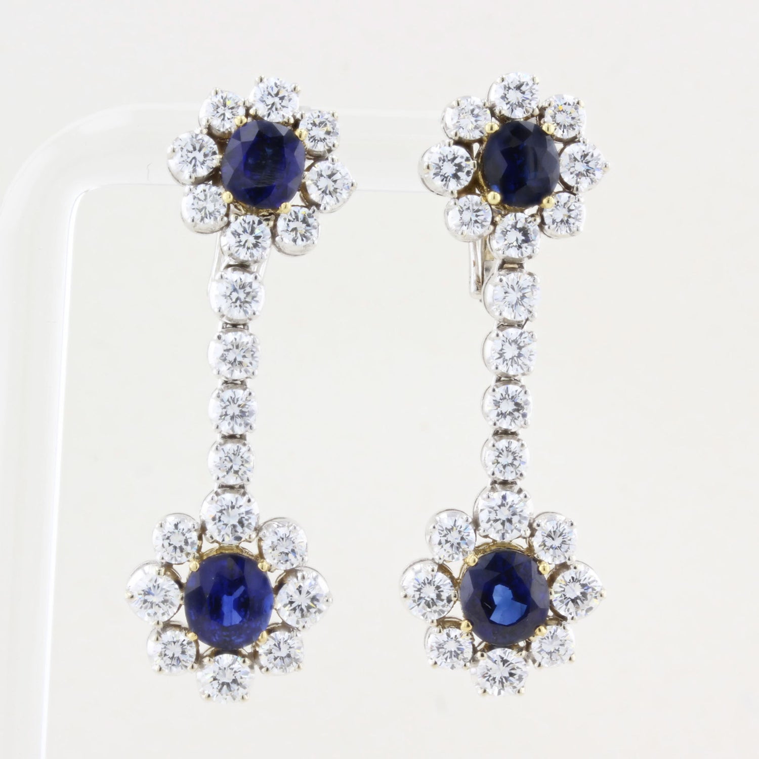 Vintage Picchiotti Natural Sapphire Diamond Drop Earrings