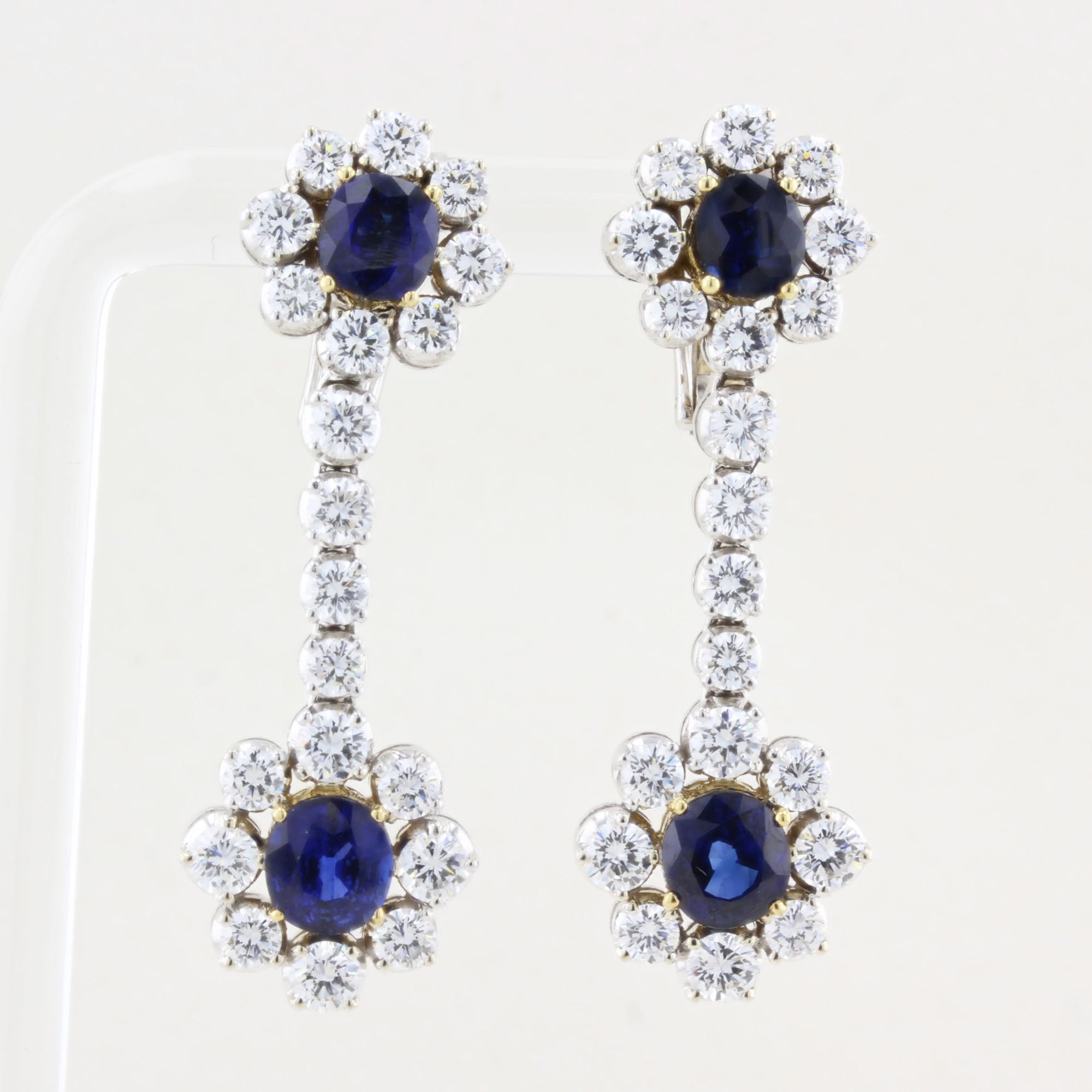 Vintage Picchiotti Natural Sapphire Diamond Drop Earrings