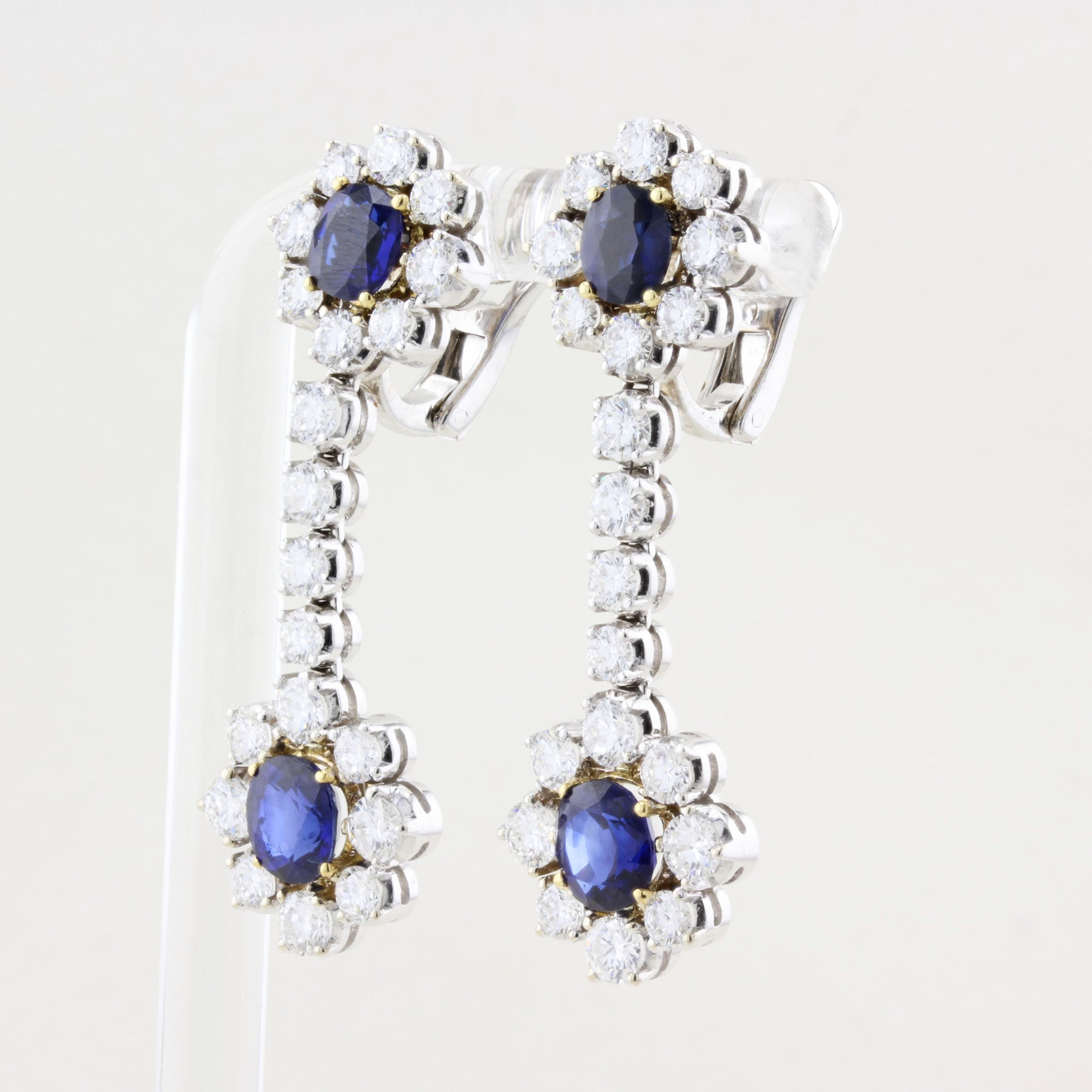 Vintage Picchiotti Natural Sapphire Diamond Drop Earrings