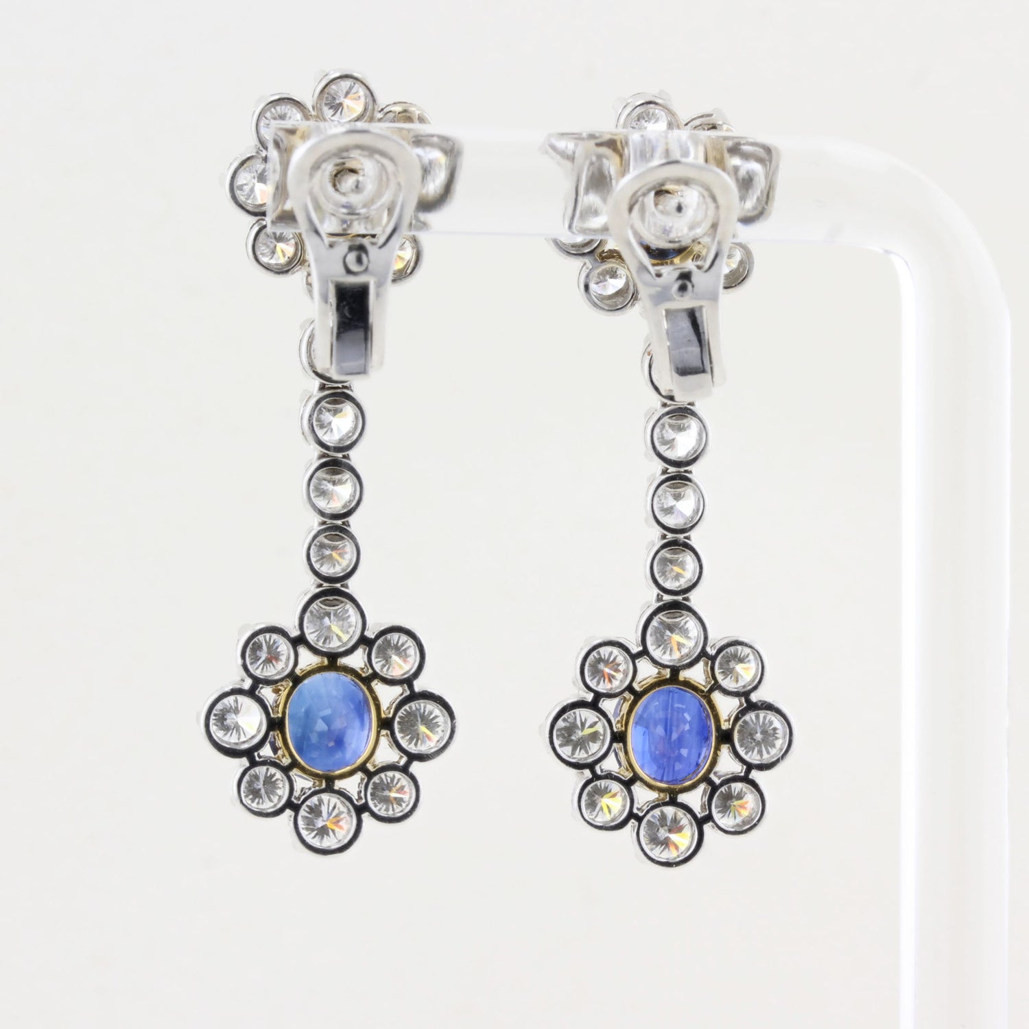 Vintage Picchiotti Natural Sapphire Diamond Drop Earrings