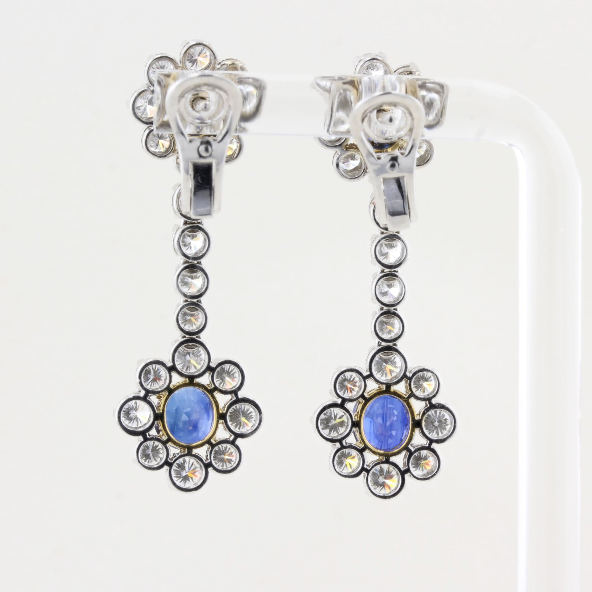 Vintage Picchiotti Natural Sapphire Diamond Drop Earrings