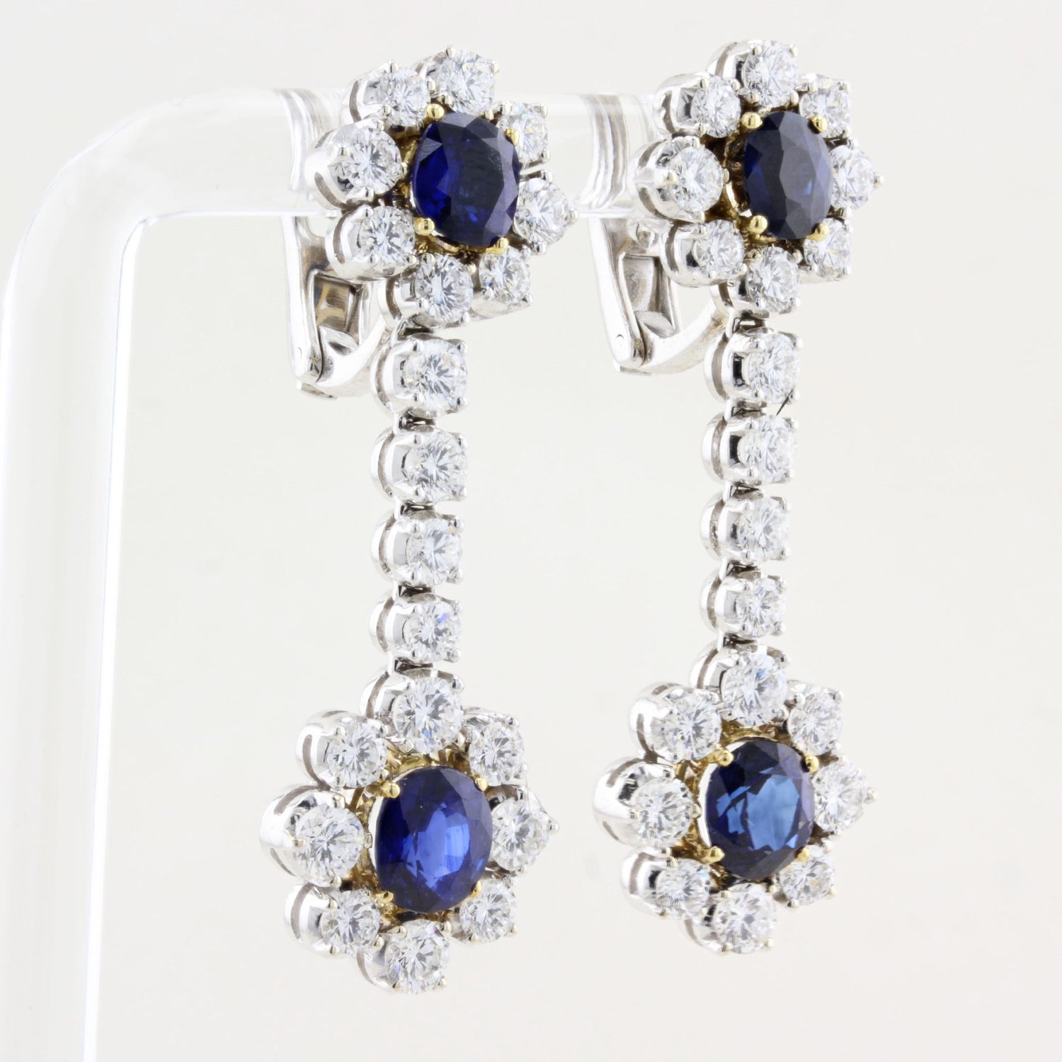 Vintage Picchiotti Natural Sapphire Diamond Drop Earrings